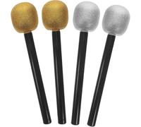 Générique 4Pieces Set of Microphones Simulated Toys Glitter and Gold Dimitation Game Accessories for Boy Girl Microphone Toys Props for Parties and Nouveau modèle