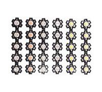 Générique 5-500 pièces 1W 3W haute puissance LED blanc chaud vert bleu rouge profond 660nm IR UV avec PCB étoile noire 20mm(1W With PCB Board,500 Pieces,RGB 6 Pin)