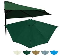 Générique 5 Baleines Dessus De Parapluie De Remplacement Demi-Rond pour Plage Piscine Cour Jardin, Ø 270 300cm Polyester Imperméable AntiUV Parasol Housse De Rechange pour Contre Un Mur(Green,2.7m)