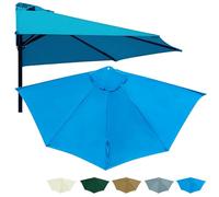 Générique 5 Baleines Dessus De Parapluie De Remplacement Demi-Rond pour Plage Piscine Cour Jardin, Ø 270 300cm Polyester Imperméable AntiUV Parasol Housse De Rechange pour Contre Un Mur(Blue,2.7m)