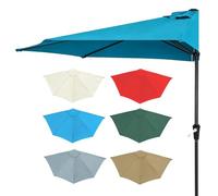 Générique 5 Baleines Remplacement Parasol Polyester Imperméable pour Terrasse/Jardin/Piscine, Ø 270cm 300cm Parasol Demi Rond Housse De Rechange pour Contre Un Mur, Facile À Installer(Blue,3m)