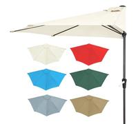 Générique 5 Baleines Remplacement Parasol Polyester Imperméable pour Terrasse/Jardin/Piscine, Ø 270cm 300cm Parasol Demi Rond Housse De Rechange pour Contre Un Mur, Facile À Installer(Off-White,3m)