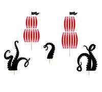 Generique - 5 Cake Toppers fête de Pirate 13,5 - 21,5 cm