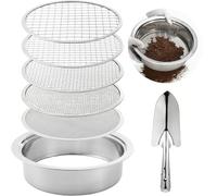 Générique 5 en 1 Tamis Jardinage Tamis Sable en Acier Inoxydable Ø 1, 3, 6, 9, 12 mm Tamis de Terre avec, Pierres, Compost, Mauvaises Herbes, Sable, Gravier, Graines,1 Pelle à Main pour Terre