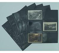 Générique 5 Feuilles Safe Fond Noir pour Cartes Postales Anciennes / 12 Cases Horizontales (pour classeur Format 33cmsx33cms)