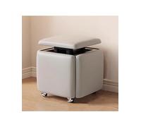 Générique 5 in 1 Nesting Ottoman Cube Chair, Movable Stackable Stools with Wheels, Square Leather Foot Stool for Living Room Dining Room(Gray,PU_45X46CM)