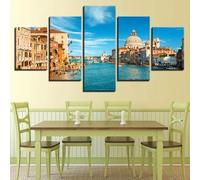 Générique 5 Parties Grand Canal de Venise Impression sur Toile Décoration Murale pour Chambre Peintures à l'huile Maison Bain Salon