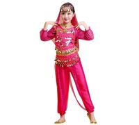Générique 5 PCS Robe Danse Orientale Enfant Classique India Belly Danse Costume de Danses Mignon pour Filles Belly Dance Indienne Ensembles de Spectacle Robe Déguisement Fille pour 3-12 Ans