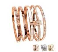Générique 5-Piece Elegant Stainless Steel Bracelet Set, Gold Bead Bracelets for Men and Women, Non Tarnish Bangle, Stackable Gold/Silver Bracelets, for Everyday and Formal Wear (Rose gold,5pcs)