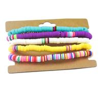 Générique 5 Pièces Bracelet Élastique Bohème en Perles D'argile Polymère Colorées 6mm, Bijou de Poignet Léger pour Femmes et Filles, Décor de Poignet pour Plage et Mariage Couleur Aléatoire