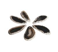 Générique 5 pièces de pierre brute naturelle en tranches d'agate, pièce de paysage, pendentif carillon éolien coloré, Agate Non poreuse for l'artisanat(Hole-Black,30-45mm)