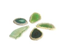Générique 5 pièces de pierre brute naturelle en tranches d'agate, pièce de paysage, pendentif carillon éolien coloré, Agate Non poreuse for l'artisanat(Holes-Green,30-45mm)