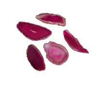 Générique 5 pièces de pierre brute naturelle en tranches d'agate, pièce de paysage, pendentif carillon éolien coloré, Agate Non poreuse for l'artisanat(Nohole-RoseRed,30-45mm)