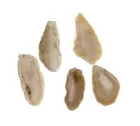 Générique 5 pièces de pierre brute naturelle en tranches d'agate, pièce de paysage, pendentif carillon éolien coloré, Agate Non poreuse for l'artisanat(Nohole-Gray,Within 25mm)