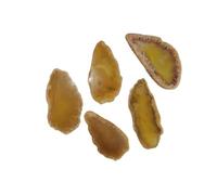 Générique 5 pièces de pierre brute naturelle en tranches d'agate, pièce de paysage, pendentif carillon éolien coloré, Agate Non poreuse for l'artisanat(Nohole-yellow,Within 25mm)