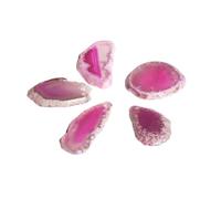Générique 5 pièces de pierre brute naturelle en tranches d'agate, pièce de paysage, pendentif carillon éolien coloré, Agate Non poreuse for l'artisanat(Hole-RoseRed,30-45mm)