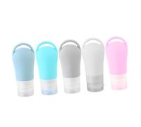 Générique 5 Pièces Kit de Flacons de Voyage Rechargeables en Silicone 60ml Étanches pour Cosmétiques et Après-shampooing, pour Déplacements et Voyages D'affaires
