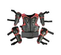 Générique 5 Pièces Protection Motocross Enfant Armure Vélo Gilet Sécurité Dos Coudes Genoux Coque Mousse Épaisse Respirante pour Course Vélo Cyclisme Adapt, Rouge