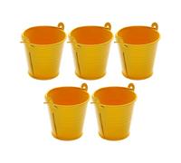 Générique 5 Seaux en Métal Galvanisé, Récipients à Glaçons, Contenants pour Loisirs Créatifs avec Poignées, Décoration Intérieure, Portables, Durables, Vases Dé, Jaune