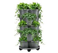 Générique 5 Tiers Stackable Garden Tower, Vertical Strawberry Planter, Multilevel Flower and Vegetable Container, Modular Growing Pot for Details, Authentic Tiered Planter for Balcony Patio Apartment