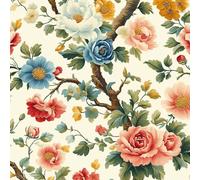 Générique 50×600cm Papier Peint Fleurs Vintage Papier Peint Adhesif Mural Chambre Papiers Vinyle Adhesif Pour Meubles Plantes Et Fleurs Bleu Rose Rouleau Decoratif Mural Salle De Bain