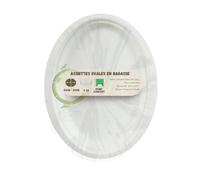 Générique 50 Assiettes écologiques ovales 26cm * 20cm, blanches en bagasse pulpe de canne à sucre, pour les particuliers et professionnels