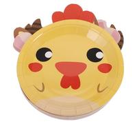Générique 50 Assiettes Jetables en Carton Animaux Ferme, Résistantes la Déformation, Forme Animale Adorable pour Fête D'anniversaire Thème Ferme