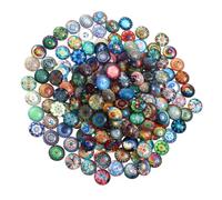 Générique 50 Patchs Ronds en Verre Bombés pour Bijoux DIY, Fabrication | Motifs Variés, pour Coller ou Incruster des Faces de Bague, Créations Artisanales et Boutons de Manchette