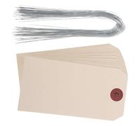 Générique 50 Pièces Étiquettes de Manille avec Fil de Fer Robustes et Portables pour Expédition et Emballage, Étiquettes Vierges Beige Résistantes et Pratiques