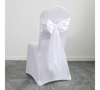 Générique 50 pièces Rubans en Satin pour Housse de Chaise - Nœuds Décoratifs Mariage, Banquet, Anniversaire, Fête - 17 x 275 cm - 27 Couleurs (Blanc)