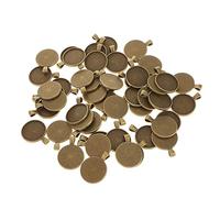 Générique 50 Plateaux Ronds de 25 Mm avec Base pour Cadre Photo, Bronze