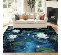 Générique 50 x 80 cm Tapis Entrée Intérieur, Multicolore Antidérapant Tapis Lavable, Pile Courte Tapis Salon Ciel Étoilé De Rêve Étang De Lotus Fleurs Lotus pour Dessous, Cuisine, Chambre Chien