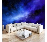 Générique 500 x 280 cmPapier Peint imprimée 3D Univers Nébuleuse Galaxie Tapisserie murale Panoramique Intissé Moderne, Décoration Murale, Écologique, Pour Salon Chambre, Bleu Violet