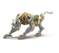Générique 506PCS Puzzle d'assemblage en métal Inoxydable 3D, Kit de modèle mécanique Chasseur de léopard, Ornement et Objet de Collection DIY pour Adultes,d'or