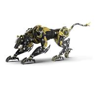 Générique 506PCS Puzzle d'assemblage en métal Inoxydable 3D, Kit de modèle mécanique Chasseur de léopard, Ornement et Objet de Collection DIY pour Adultes,Black Gold