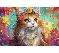 Générique 5D Chat Peinture Diamant Painting Kit, DIY Fleur Diamant Complet Kits, Diamond Art Kits pour Adultes Débutants, Square Diamond Strass Point de Croix Painting, Maison Décor 30x40cm -37841