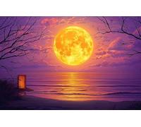 Générique 5D Océan Peinture Diamant Painting Kit, DIY Lune Diamant Complet Kits, Diamond Art Kits pour Adultes Débutants, Square Diamond Strass Point de Croix Painting, Maison Décor 80x100cm -37317