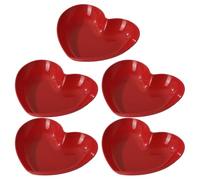 Générique 5pcs Assiettes à Dessert de Cœur Rouge Réutilisables en Pp Surface Lisse pour Fruits et Noix Décoration de Table Élégante