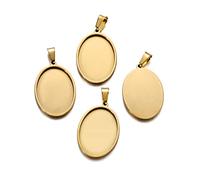 générique 5pcs Bases Vierges ovales en Acier Inoxydable doré pour Plateau à pendentifs 18/25/30/35/40mm Bases de cabochon réglage Fournitures de Fabrication de bijouxMode et beauté