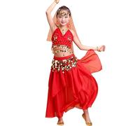 Générique 5PCs-Déguisement Enfant Danse Orientale Costume Ensemble Classique Indienne Sari Robe Fille pour Performance Fete