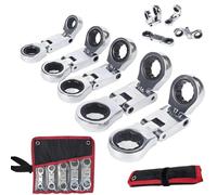 Générique 5pcs Dual-Drive Nano Flex-Head Pocket Ratchet, 3/4“ Inch Retractable Ratchets Wrenches Set, Double Box End Ratcheting Wrench Foldable Tool, Compact & Adjustable for Narrow Space Use