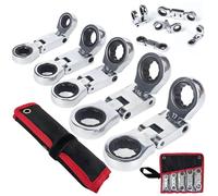 Générique 5pcs Dual-Drive Nano Flex-Head Pocket Ratchet, 3/4“ Inch Retractable Ratchets Wrenches Set, Double Box End Ratcheting Wrench Set, Ratchet Spanner Crooked for Narrow Spaces (1set)