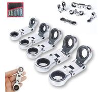 Générique 5pcs Dual-Drive Nano Flex-Head Pocket Ratchet, Double Box End Ratcheting Wrench Set, 3/4 in Adjuster Tightness, Ratchet Spanner Crooked for Narrow Spaces (1pcs)