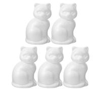 Générique 5pcs Embryons de Mousse Chat Blanc pour Activités DIY Garçon et Filles, Modèle Artisanal en Mousse Vierge, pour Peinture et Fêtes D'anniversaire