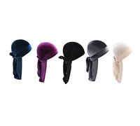 Générique 5pcs Velour Homme Chapeau Turban Headwraps Casquette avec Longue Queue Casquette Pirate Sangles Homme Casquette
