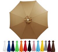 Générique 6/8 Arms Umbrella Replacement Cover, Waterproof Parasol Canopy Replacement, Strong and Thicck Parasol Top Fabric for Garden Lawn Backyard Pool(Kaki,350cm-8Ribs)