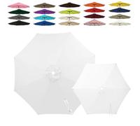 Générique 6/8 Baleines Auvent de Remplacement pour Parasol 2m 2.5m 3.0m 4.0m, Toile de Parasol Déporté Remplacement Canopy, Tissu Polyester Résistant UV30+ Housse de Rechange(White,8-Ribs-6.6FT/2.0m)