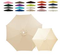 Générique 6/8 Baleines Auvent de Remplacement pour Parasol 2m 2.5m 3.0m 4.0m, Toile de Parasol Déporté Remplacement Canopy, Tissu Polyester Résistant UV30+ Housse de Rechange(Beige,8-Ribs-9.8FT/3.0m)