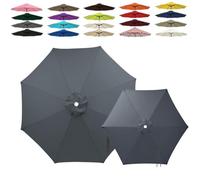 Générique 6/8 Baleines Auvent de Remplacement pour Parasol 2m 2.5m 3.0m 4.0m, Toile de Parasol Déporté Remplacement Canopy, Tissu Polyester Résistant UV30+ Housse de Rechange(Gray,6-Ribs-8.2FT/2.50m)