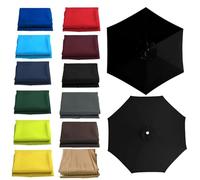 Générique 6 Baleines/8 Baleines Toile de Rechange Protection UV Auvent de Remplacement pour Parasol 2m 2.3m 2.7m 3.0m 3.5m Housse de Rechange pour Parasol de Terrasse(Noir,2.7M/8RIBS)